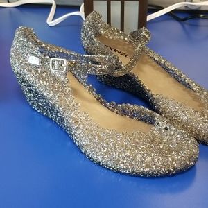 Glitter Wedge Jelly Shoes